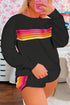 Striped Accent Pullover and Shorts Two Piece Casual Set